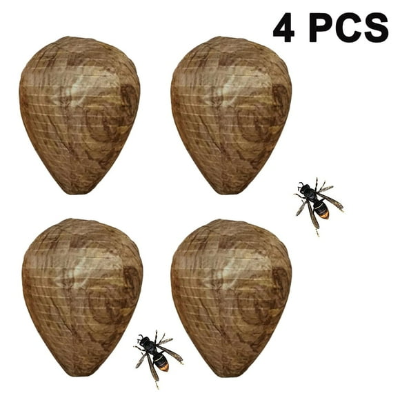 Lindbes 4 Pieces Waterproof Wasp Nest Decoys Hanging Hornet Deterrents Fake Cloth Wasp Nest Non-Toxic Bee Decoy Deterrent for Home and Garden Outdoors