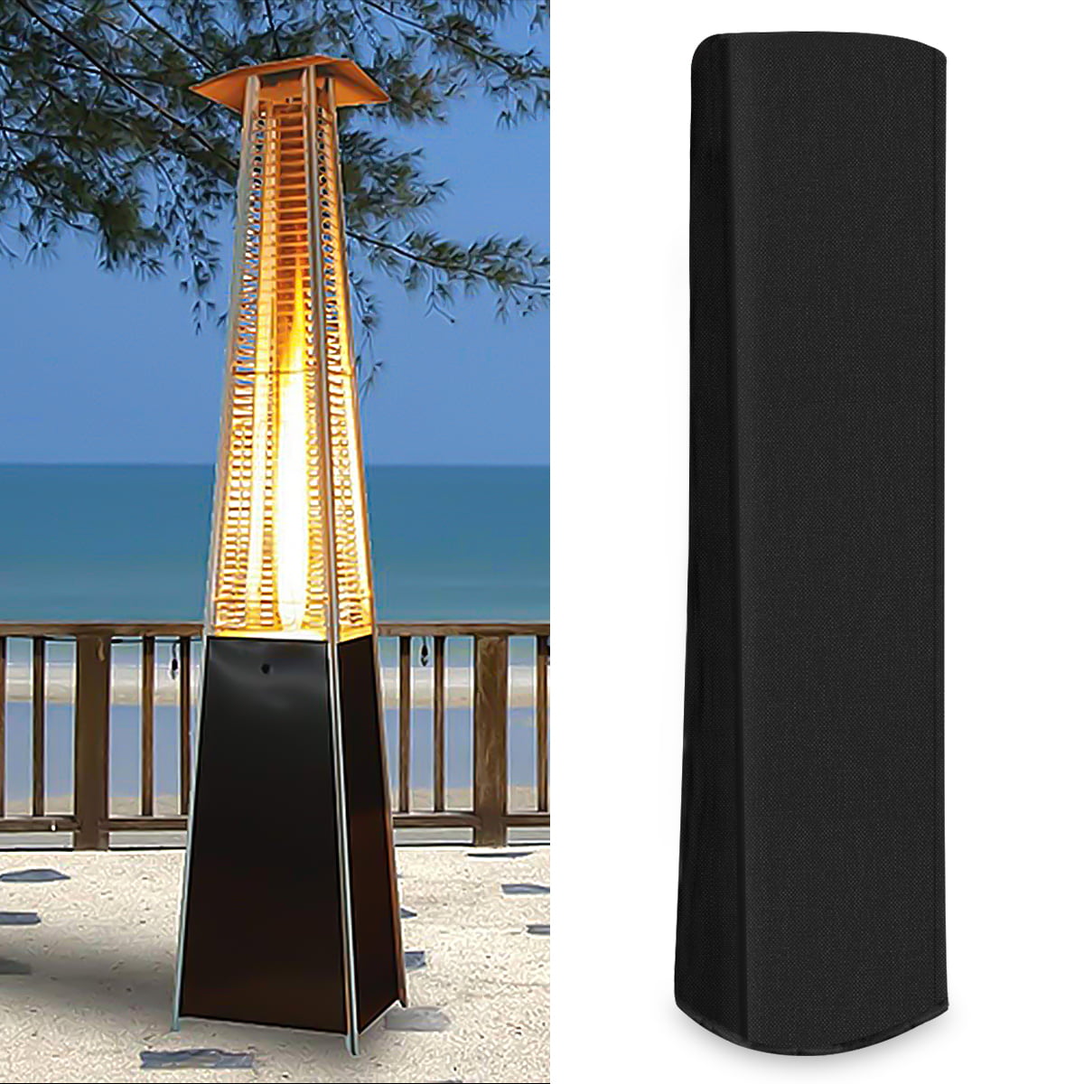 Durable Waterproof Dustproof and Snowproof Windproof Polyester Fabric POMER Full Length Patio Heater Cover 