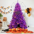 thumbnail image 4 of Infans 7ft Pre-lit Purple Halloween Christmas Tree w/ Orange Lights Pumpkin Decorations, 4 of 7