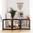 thumbnail image 3 of STAROUS Esspresso Foldable Pet Gate,Secure Indoor Barrier, Ideal for Doorways, Stairs, and Wide Openings - 60" Wide, 24" Height, 3 Panels, 3 of 7