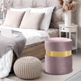 thumbnail image 2 of Top Sun USA Round Shape Velvet Foot Stool Ottoman, 2 of 3