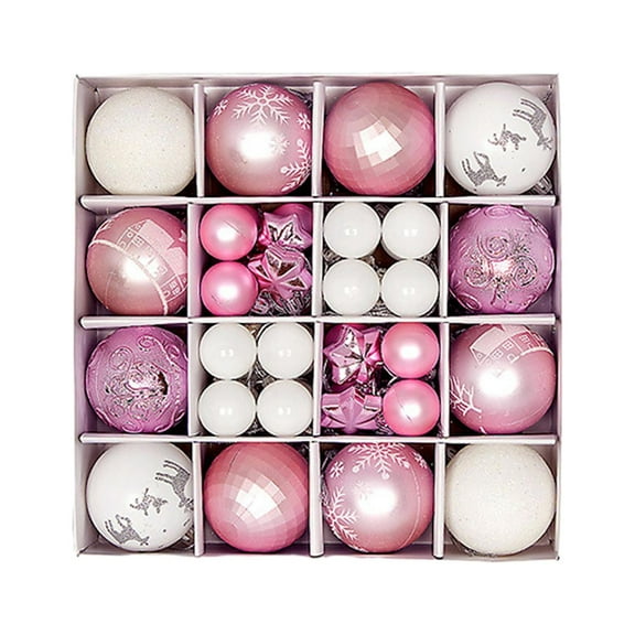 Amagogo 44 Pieces Christmas Ornament Balls Xmas Decorative Baubles Christmas Tree Hanging Holiday Decoration Pink and White
