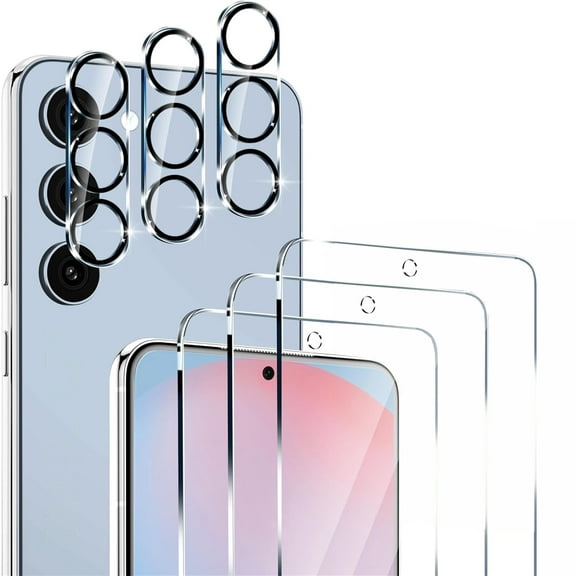 3 Pack Glass Screen Protector for Samsung Galaxy S25 [6.2 inch]   3 Pack Camera Lens Protector, 9H Tempered Glass, Fingerprint Unlock, HD Clear Case Friendly Anti-Scratch
