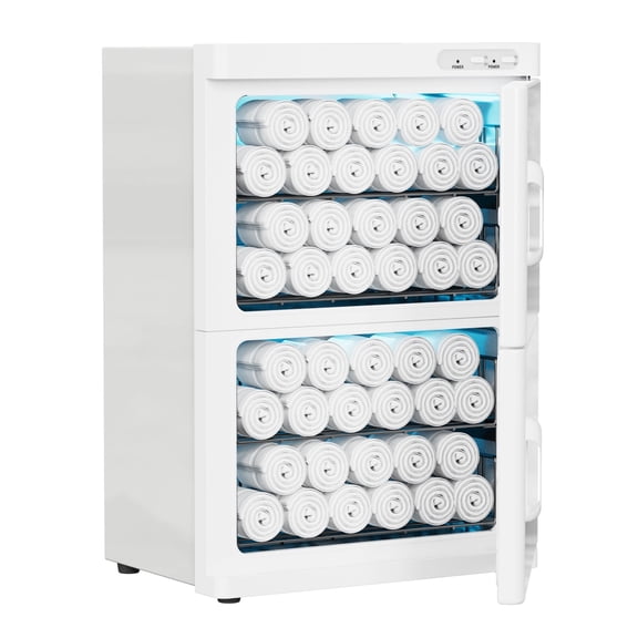 TABU 46L Hot Towel Warmer, Double Cabinet Towel Warmer with Stainless Steel Racks, Heating for Salon, Spa, Home,White