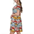thumbnail image 2 of Naloa Cute Cars Print Womens Summer A-Line Dress with Pockets,Short Sleeve Dresses,Flowy Beach Swing Dress for Vacation Travel, 2 of 6