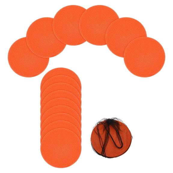 Uxcell Spot Markers, Poly Spot Marker for Agility Training Floor Dots Non Slip Flat Field Cones 15 Pcs & 4 In & Orange - for (Soccer/Speed Training/Gaming/Basketball/Dance Practice)