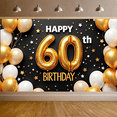 thumbnail image 2 of Gold Decoration Birthday Banner Milestone Celebration Star Design 60th Birthday for Birthday Party Indoor Decoration Photo Shoot, 2 of 9