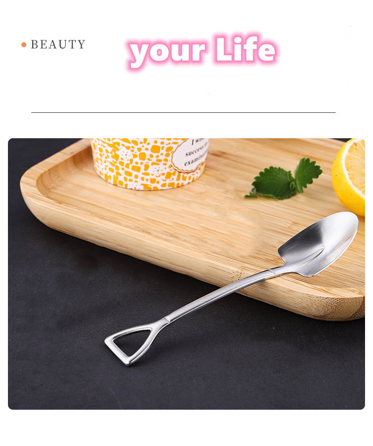 Long Handle Spoon Fork Shovel Shaped Spoon Stirring Spoons Creative Tableware LP 