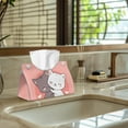 thumbnail image 5 of SEANATIVE Kawaii Cats Tissue Box Cover PU Leather Tissue Box Holder, Tissue Paper Cube Box Organizer Dispenser for Bathroom, Vanity Countertop, Night Stands, Desk, Car, 5 of 7
