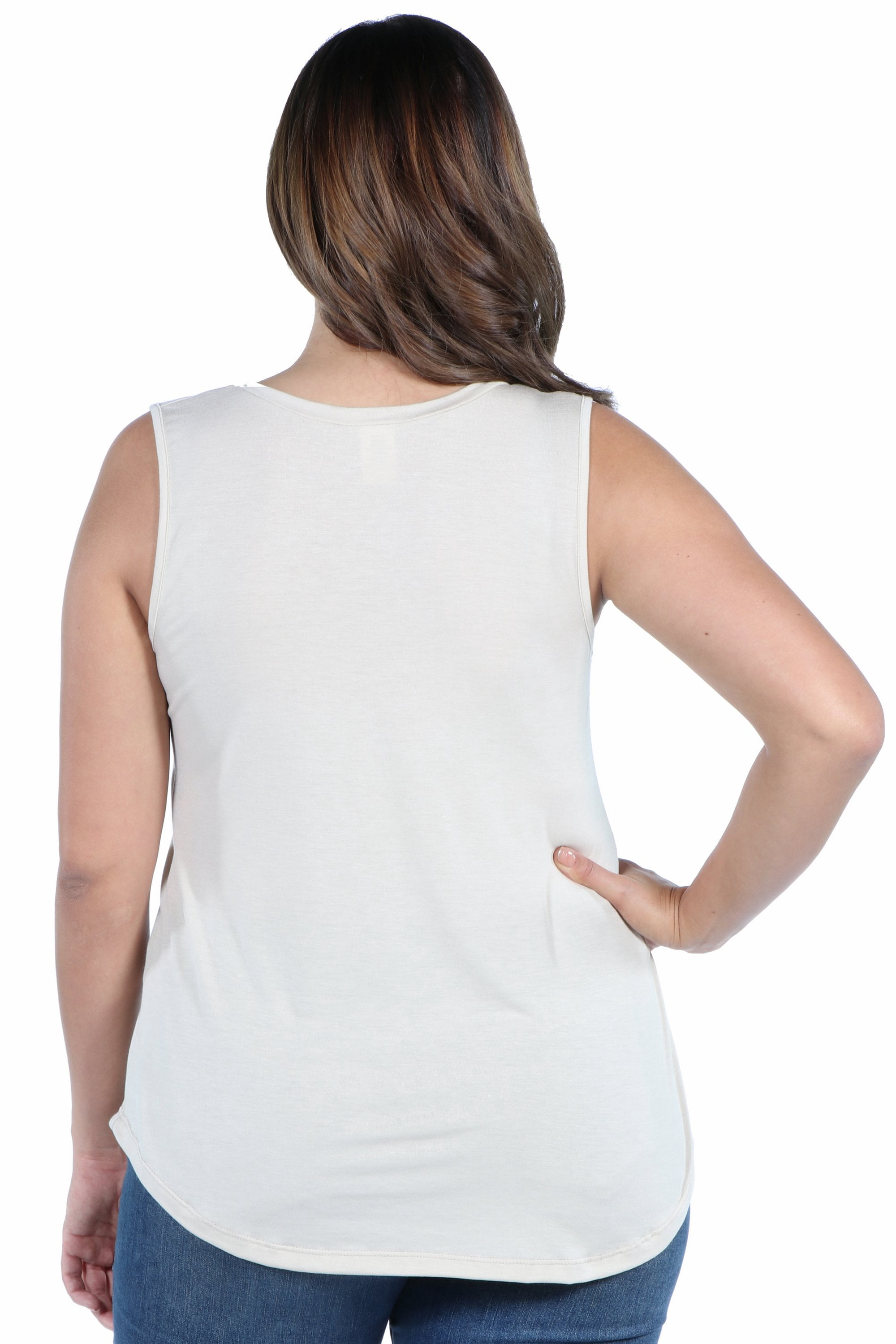 Women's Plus Size V Neck Sleeveless Rounded Hemline Plus Size Top