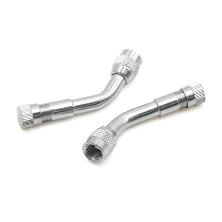 - 2Pcs Silver Tone 135 Degree Car Motorcycle Tire Valve Extension Adapter Extender