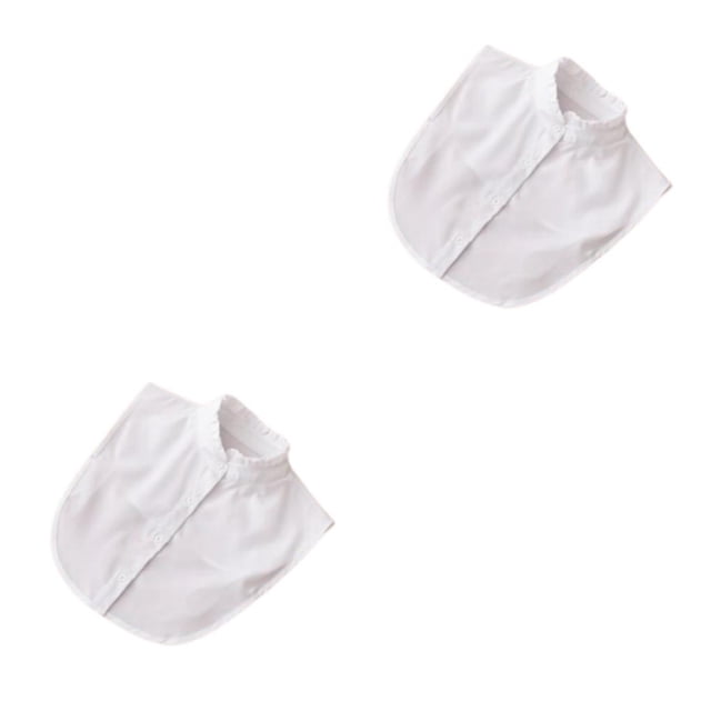 Minnieouse Mujeres diseño simple cuello falso niñas Formal chifón falso media camisa desmontable solapa ropa decoración soporte blanco Soporte blanco 2piezas