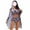 Dark Blue, variant on Wancir Women's 3 Piece Tropical Print Halter High Waist Bikini Swimsuits with Cover Ups