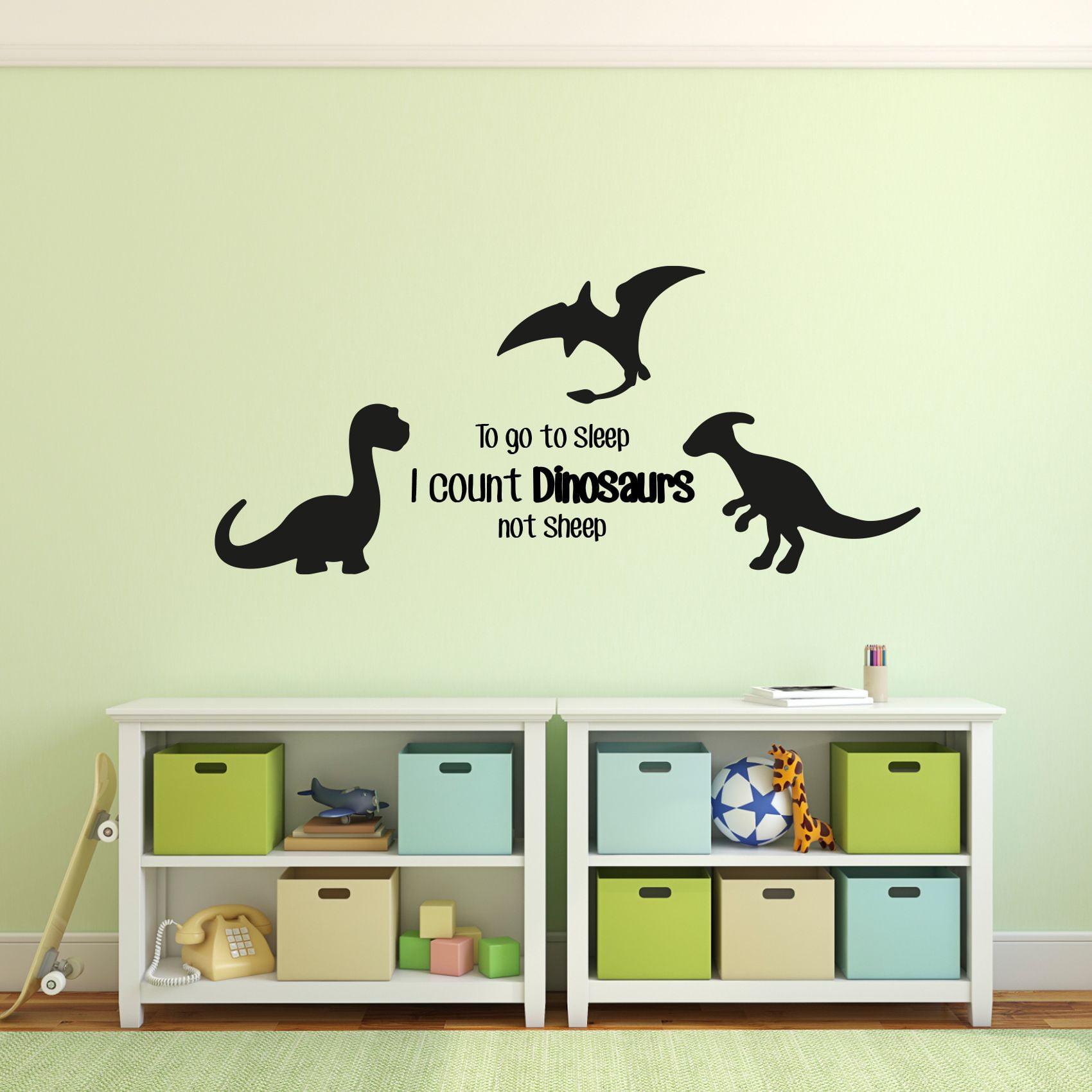 Sleep Not Sheep Dino Dinosaur Life Postive Quote Cartoon Wall Sticker Art Decal Girls Boys Room Bedroom Nursery Kindergarten House Fun Home Decor Stickers Wall Art Vinyl Decoration Size (15x30 inch)