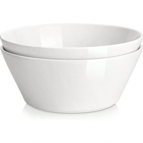 Serving Bowls 105 OZ Large Salad Bowls Set of 2 Porcelain White Bowls for Kitchen Deep Bowls for Salad Soup Pho and Fruit Ceramic Serving Bowls for Party Microwave Safe Series Regular