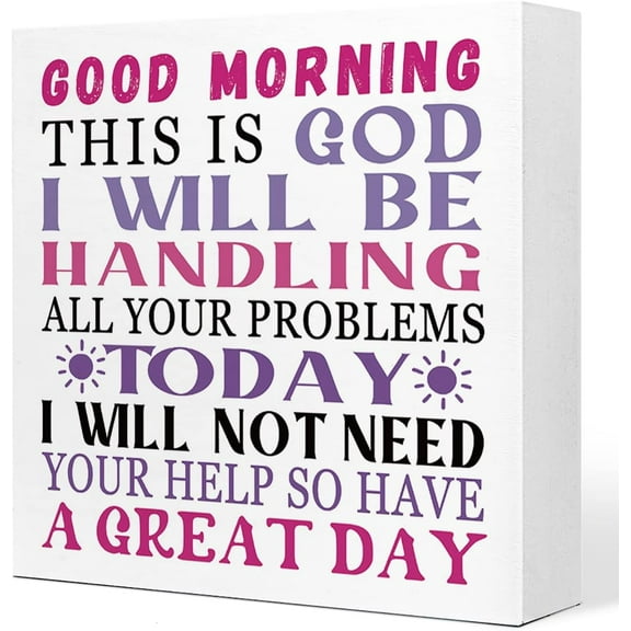 Zomyto 5x5 In Good Morning This is God I Will Be Handling Christian Modern Wooden Box Sign Inspirational Quotes