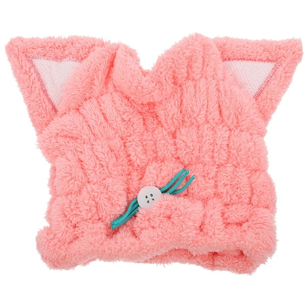 Toalla para secar el cabello con orejas de gato de dibujos animados, súper absorbente, para envolver la cabeza.