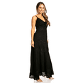 thumbnail image 3 of Sakkas Stonewashed Rayon Embroidered Adjustable Spaghetti Straps Long Dress - Black - S/M, 3 of 5