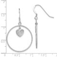 thumbnail image 3 of Auriga Fine Jewelry 925 Sterling Silver Diamond-cut Enamel Glitter Fabric Heart in Circle Dangle Earrings for Women, 3 of 6