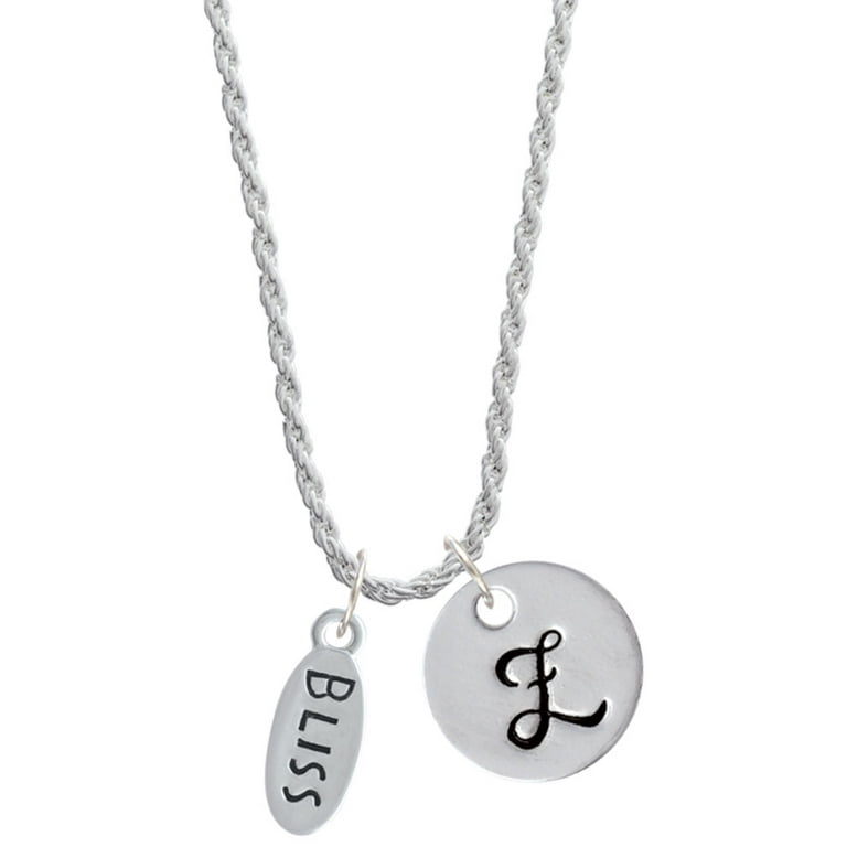Delight Jewelry Silvertone Bliss Oval Silvertone Script Initial