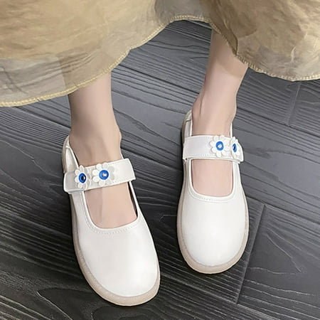 

MIASHUI shoes for women Summer And Autumn Women Casual Shoes Flat Soft Sole Comfortable Solid Color Flowers Hook Loop