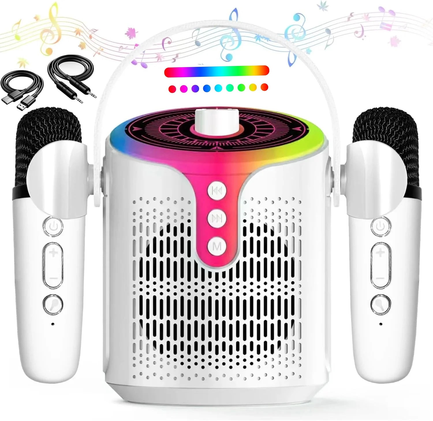 Aursear Mini Karaoke Machine Set, Portable Bluetooth Speaker with 2 Wireless Karaoke Microphones, Singing Machine PA System for Kids Adult