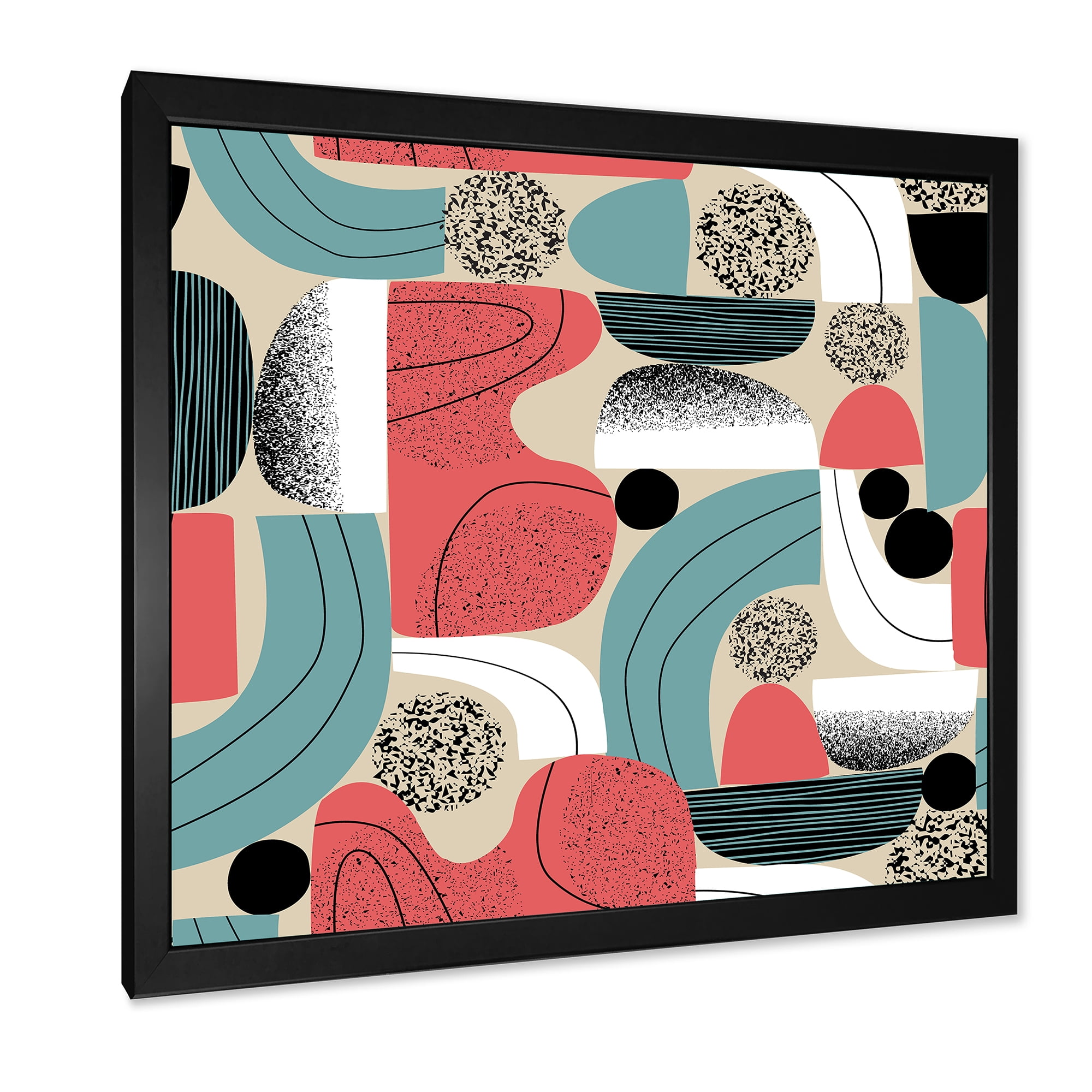 Designart 'Retro Shapes With Abstract Moons and Suns III' Modern Framed Art Print