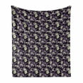 thumbnail image 1 of Floral Soft Flannel Fleece Throw Blanket, Continuous White Wild Roses Leaves Print, Cozy Plush for Indoor and Outdoor Use, 50" x 60", Pale Eggplant Cream, by Ambesonne, 1 of 5