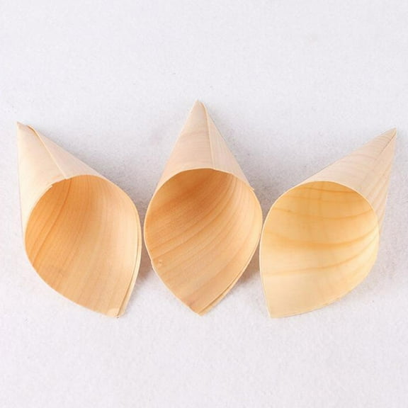 Masteelf 50pcs Disposable Ice Cream Cups Wooden Appetizer Cones for Party Foods Snacks Nibbles (18*13cm)