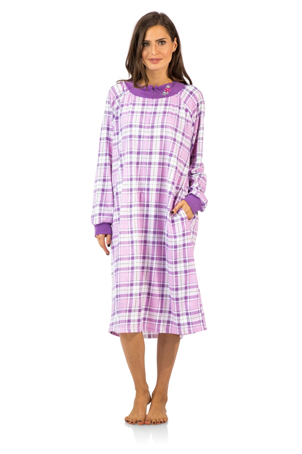 long sleeve button up nightgown