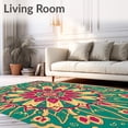 thumbnail image 2 of ODIKA 5'x7' Machine Washable Non-Slip Area Rug, Intricate Medallion with Symmetrical High Traffic Rug with Pad, Blue, 703149, 2 of 8