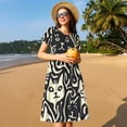 thumbnail image 4 of Easygdp Abstract Cat Faces Pattern para Vestido Transpirable de Mujer, Vestido Suelto de Manga Corta con Pliegues y Bolsillos para el Verano, 4 of 6