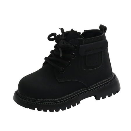 

eileial Unisex-Child Hiking Outdoor Waterproof Lace up Glitter Mid Calf Combat Boots with Side Zipper for Toddler/Little Kid/Big Kid Black 25