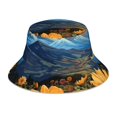 thumbnail image 3 of Daiia Sunset Sky Sunflower Pattern Bucket Hat - Trendy Cotton Sun Hat for Beach, Golf, Fishing - Fun Outdoor Vacation Boonie for Men and Women, 3 of 9
