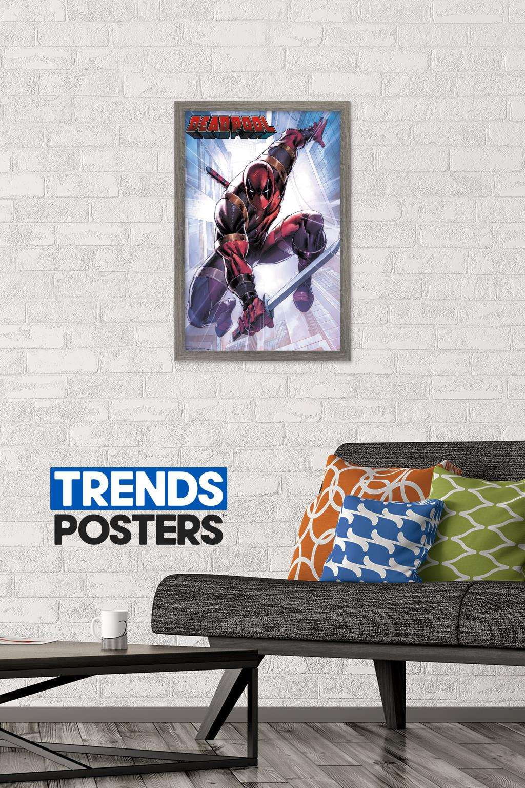 Marvel Comics - Deadpool - Attack Wall Poster, 14.725" x 22.375", Framed