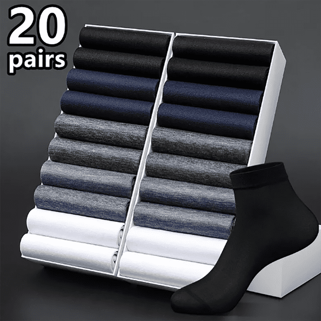 Men's Thin Breathable Odor-Resistant Mid-Calf Socks Silky Ice Silk Men's Socks, Random Color, 20PCS Multicolor