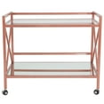 thumbnail image 6 of Merrick Lane Rolling Bar Cart Contemporary Kitchen Serving Cart with Mirrored Bottom Shelf and Crisscross Rose Gold Metal Frame, 6 of 6