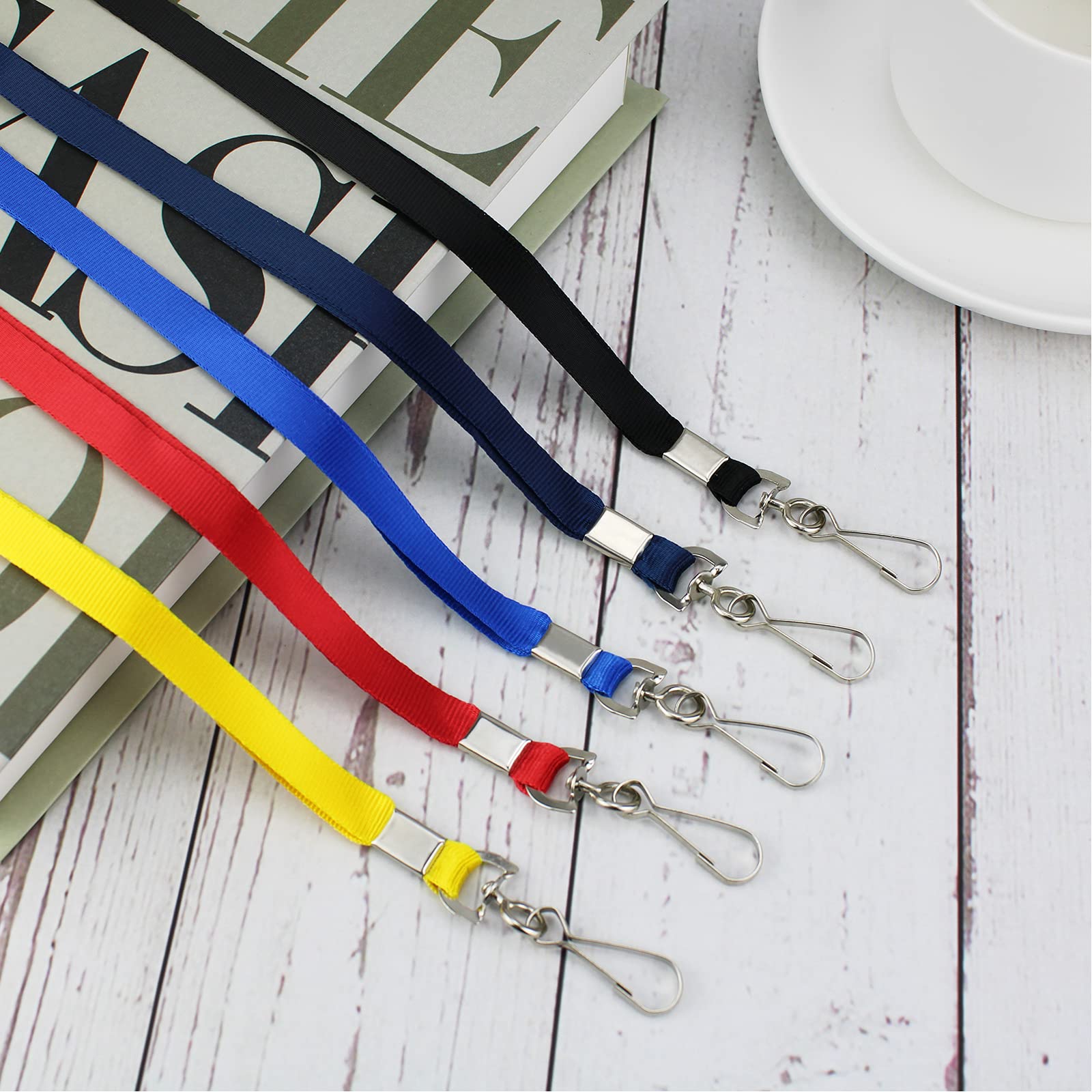 Black Lanyards Bulk 50 Packs For Id Badges With Swivel Hook Clips Name Tag Lanyard Holder