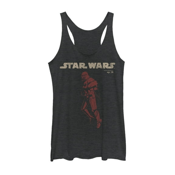 Women's Star Wars: The Rise of Skywalker Retro Sith Trooper Flight Racerback Tank Top Black Heather X Small