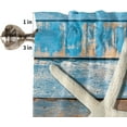 thumbnail image 5 of Semi Sheer Tier Curtains 36" Inch Length Kitchen Tiers Life is Better at The Beach Cute Starfish on Blue Wooden Board Curtains for Living Room Bathroom, Rod Pocket Window Panels 27.5"x36", 2 Pack, 5 of 5