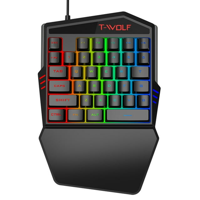 T-WOLF T-WOLF T19 Compact Gaming Keyboard - 35 Keys, RGB Backlit, Ergonomic Design, USB 2.0, Multi-System Compatibility (Windows, iOS, Android, Linux)