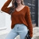 thumbnail image 5 of HongQid Women's V Neck Long Sleeve Pullover Sweater Lightweight Knit Sweaters Novelty Sweaters, 5 of 7