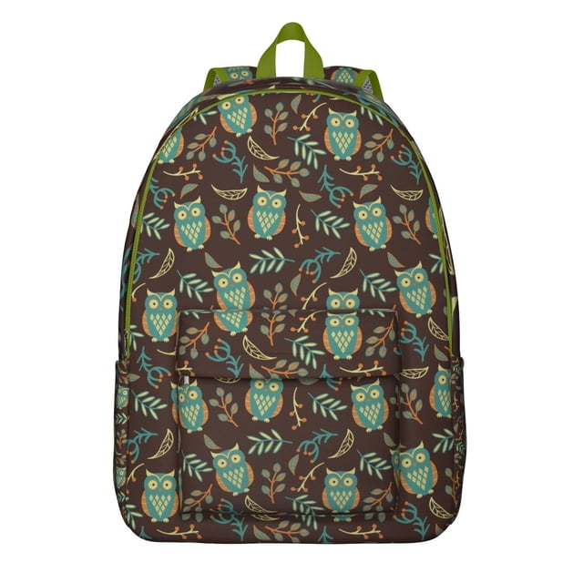 Snowy Owl Pattern Backpack – Cute Big Eyes Owl Print Design School Daypack for Students and Owl Fans