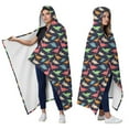 thumbnail image 2 of Wearable Blanket,DarkBlue Colorful Dinosaurs Pattern Hooded Wearable Flannel Blanket for Adults & Teens,Winter Poncho Shawl Wrap Cape Cozy Anti-Pill,50"x60", 2 of 5