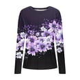 thumbnail image 4 of Nmnitkp Womens 2025 Summer Fall Long Sleeve Shirts Ribbed Knit Fitted Basic Tee Going Out Tops Underscrub Casual Outfits Purple,XL, 4 of 8