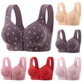 thumbnail image 3 of UNITWRY Front Closure Bras for Women Printed Floral Large Size Without Underwire Solid Color Lace Bras Support Plus Size Bra, 3 of 3