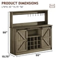 thumbnail image 6 of DreamCurship 55”Farmhouse Coffee Bar Cabinet, Sideboard Buffet Cabinet with 2 Doors, Kitchen Storage Cabinet with 12 Wine Racks & 8 Cup Hooks for Kitchen, Dining Room, Wash Gray, 6 of 7