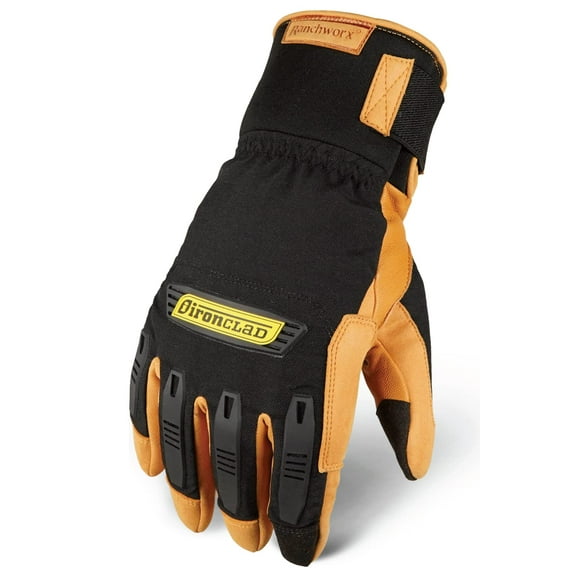 Ironclad Ranchworx Cold Condition Winter Work Gloves RWCC, Full Water-Repellent Construction, Touchscreen, (1 Pair), RWCC-03-M, Size Medium, Tan and Black