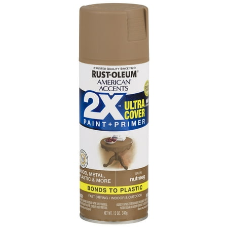 American Accents Paint - Rust-Oleum American Accents Ultra Cover 2X Satin Nutmeg Spray Paint and Primer in 1, 12 oz
