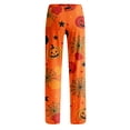 thumbnail image 5 of Womens Halloween Lounge Pants Loose Fit Sleep Pajama Bottoms Full Length Straight Leg Easy Wear Design Elastic Waist No Drawstring Comfy Home Bottoms Orange S, 5 of 6